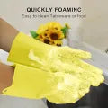 Magic Reusable Silicone Gloves with Scrubber — Heat Resistant, Reusable Dishwashing Gloves سکربر کے ساتھ جادوئی دوبارہ قابل استعمال سلیکون دستانے - حرارت سے بچنے والے، دوبارہ قابل استعمال ڈش واشنگ دستانے