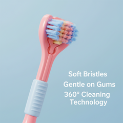 Soft Bristle Three-Sided Toothbrush with Replaceable Heads
